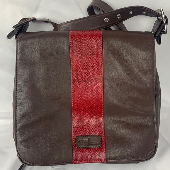 Access Denied RFID Concealed Carry Leather Purse CCW Crossbody Brown Red - Picture 1 of 16